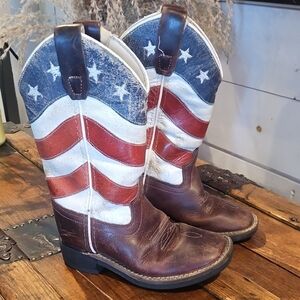 Old West Kids Patriotic Boots in Red, White, and Blue
